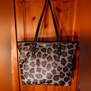 Leopard Print Coach Tote Bag w/ Matching Wallet